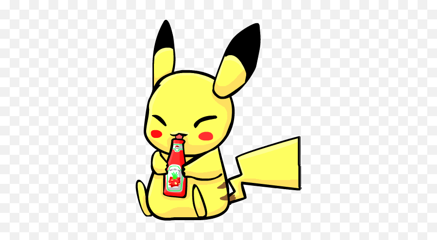 Pokemon Pikachu Ketchup Kawaii Cute - Pikachu Eating Ketchup Gif Emoji,Pikachu Emoji