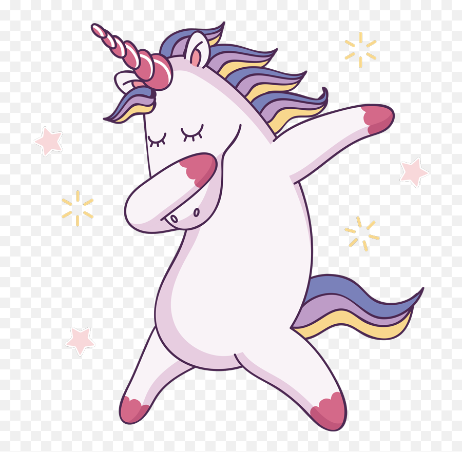 Dancing Funny Unicorn Illustration Wall Art - Animated Gif Happy Birthday Unicorn Emoji,Funny Emoji Art