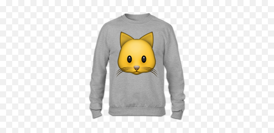 Emojie Cat - Crew Neck Emoji,Grey Cat Emoji