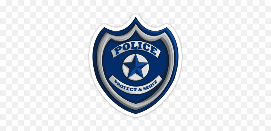 Cartoon Police Badgeu0027 Sticker By Angele Gougeon In 2020 - Solid Emoji,Police Siren Emoji