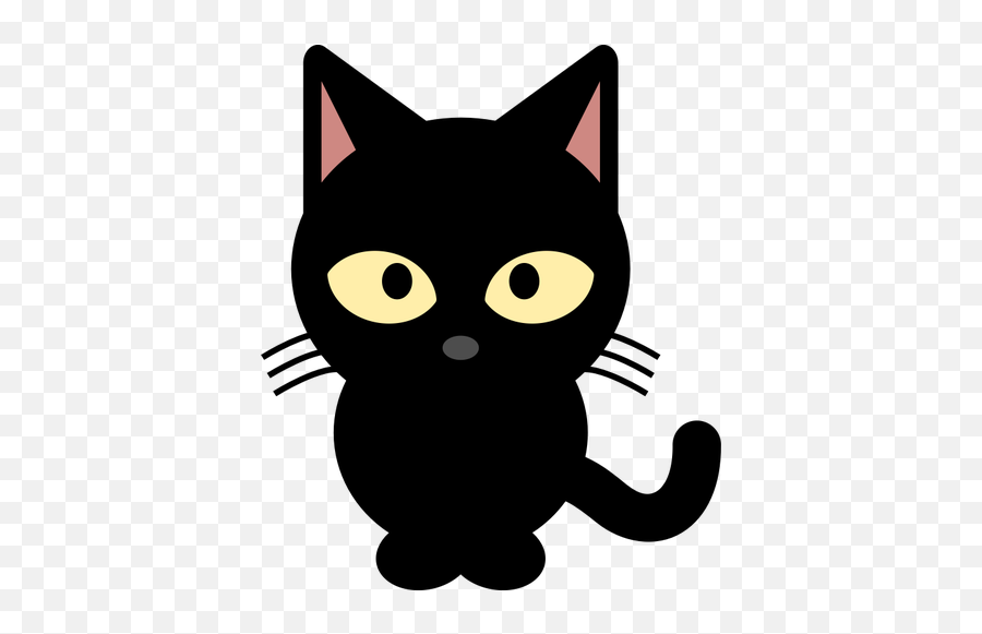 Vector Clip Art Of Black Cartoon Kitten - Cute Black Cat Clipart Emoji,Sleeping Cat Emoji