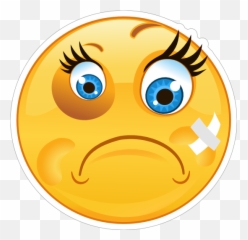 Crazy Beaten Up Emoji Sticker - Big Smile Eyes