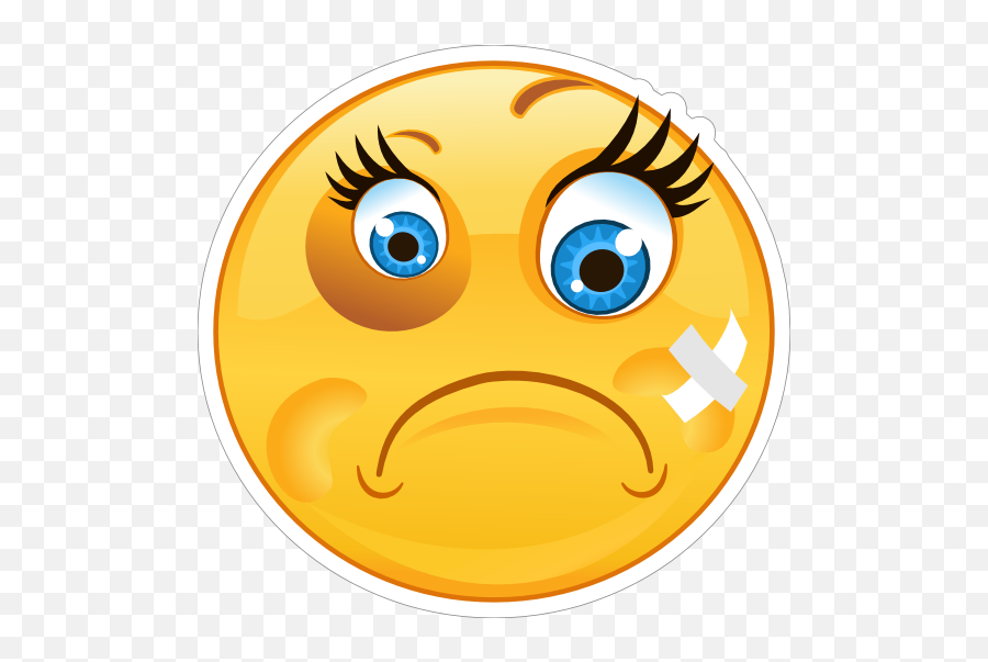 Crazy Beaten Up Emoji Sticker - Big Smile Eyes Emoji,Eyebrow Emoji