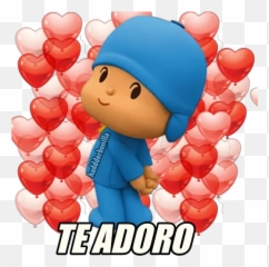 Pocoyo Phrases In Spanish Stickers For Whatsapp - Clipart Pink Heart Balloons Emoji,Love Emoji Meme
