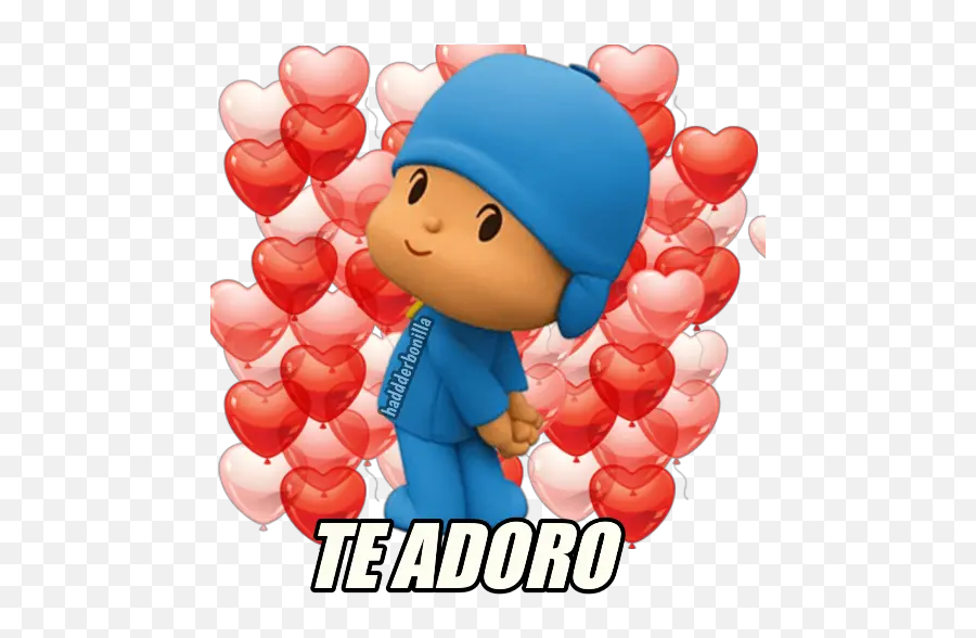 Pocoyo Phrases In Spanish Stickers For Whatsapp - Clipart Pink Heart Balloons Emoji,Love Emoji Meme
