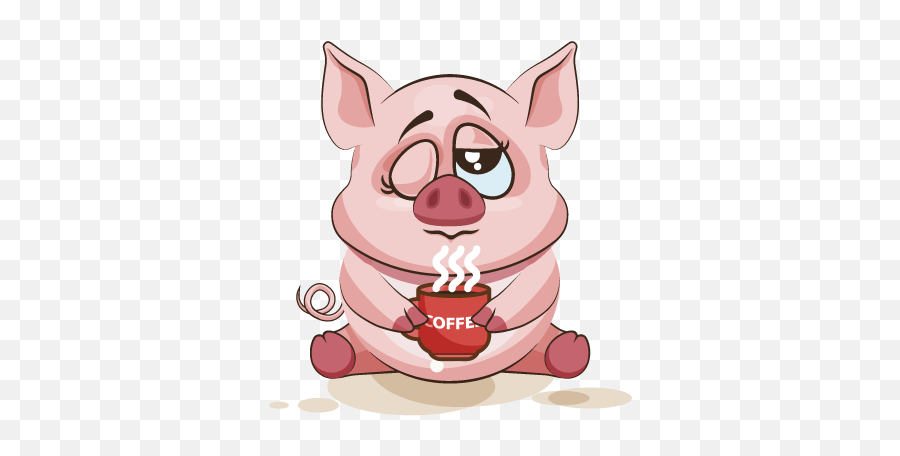 Adorable Pig Emoji Stickers By Suneel Verma - Illustration,Coffe Emoji