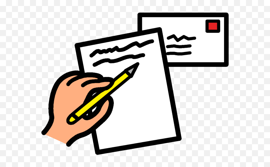 A Hand Holding A Pencil Writing On A - Clip Art Emoji,Paper And Pencil Emoji