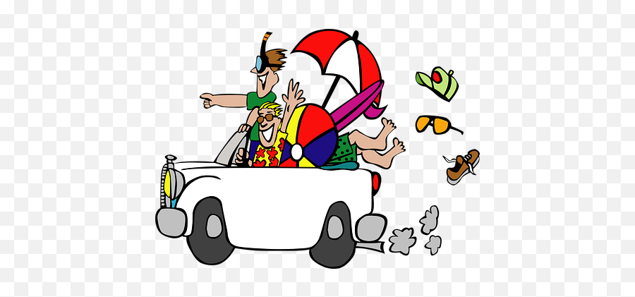 Free Humor Funny Illustrations - Beach Party Clipart Emoji,Car Old Lady Flower Emoji