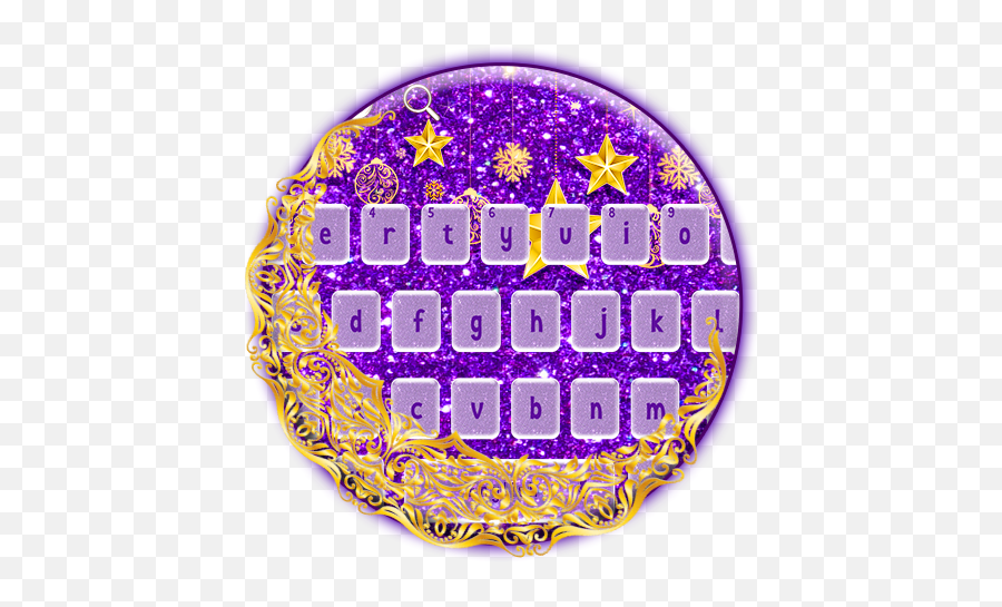 Purple Golden Glitter Moon Keyboard - Circle Emoji,Purple Moon Emoji