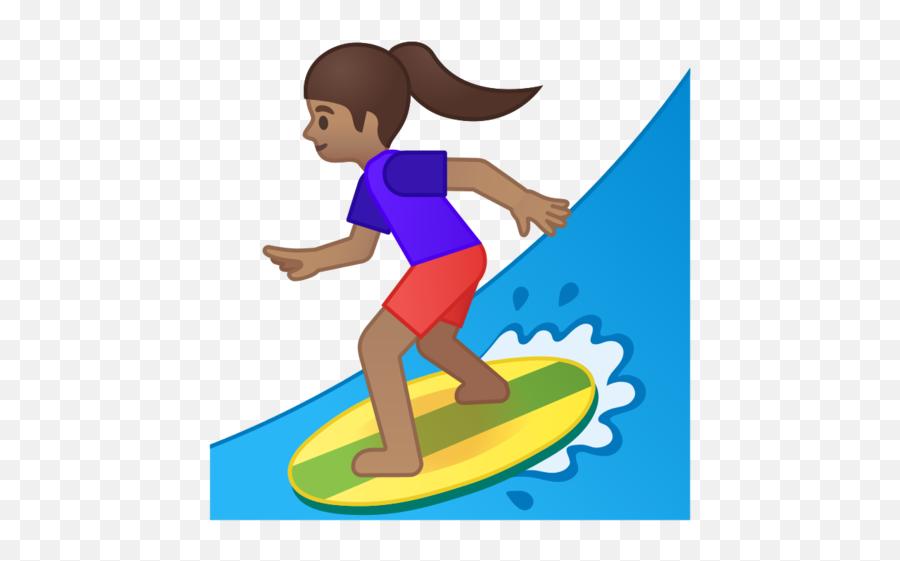 Medium Skin Tone Emoji - Cartoon Person Surfing,Emoji Jump