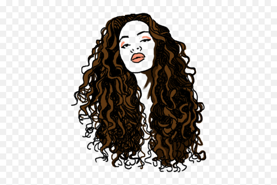 Duck Clip Curly Hair Transparent Png - Long Curly Hair Silhouette Emoji,Curly Hair Emoji