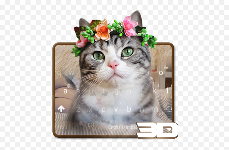 3d Animated Cute Cats Keyboard - Cute Cats Flower Crown Emoji,Cat Emoji Keyboard