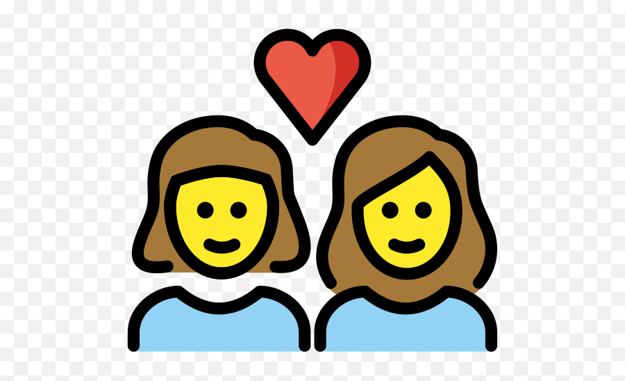 Female Couple With Heart - Man Woman Girl Boy Emoji,Yellow Heart Emoji