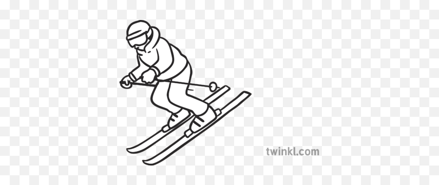 Skiing Emoji Figure Only Emoticon Sports Snow Symbol Sms Bw - Brain Outline Black And White,Symbol And Emoticons