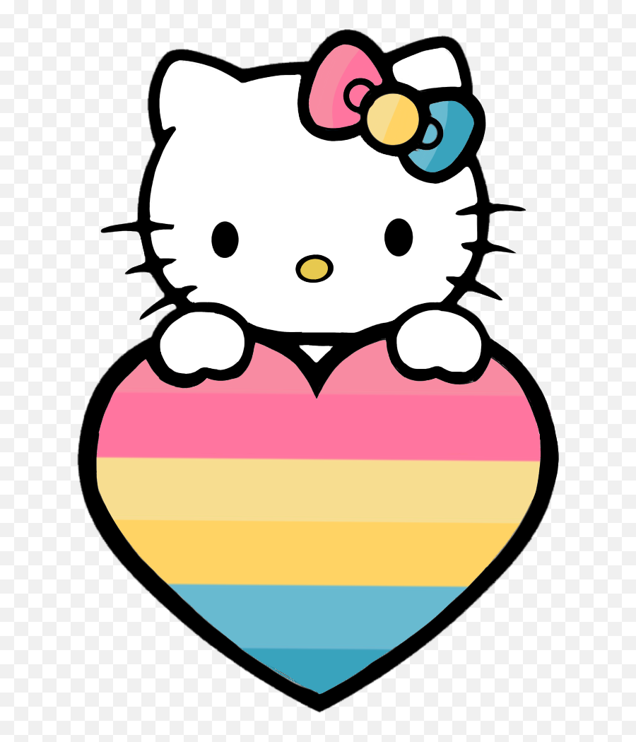 Pansexual Panromantic Sticker By Chrysails Shethey - Hello Kitty Transparent Png Emoji,Pansexual Flag Emoji