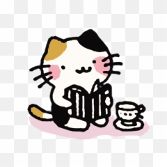 Cute Cat Reading Book Png Emoji
