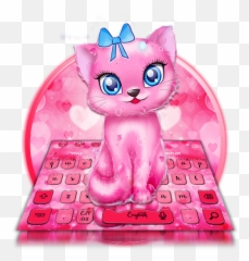 Pink Girlish Kitty Keyboard Theme - Cartoon Emoji,Cat Emoji Keyboard