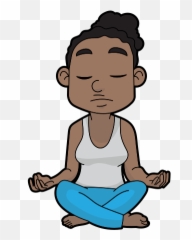 Cartoon Black Woman In Deep Meditation - Stress Reduction Pcos Emoji