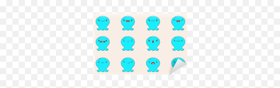 Set Of Vector Kawaii Octopus Emoticons Isolated On Pale Orange Background Wall Mural U2022 Pixers - We Live To Change Circle Emoji,Top Emoticons
