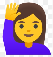 Woman Raising Hand Emoji - Clip Art