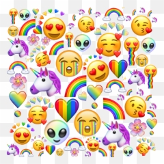 Lgbtsupport Rainbow Unicorn Sticker - Emoji Background