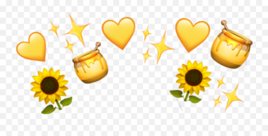 Emoji Crown Yellow Emojicrown Overlay Addition Cute Kaw - Sunflower Crown Transparent Background,Crown Emoji