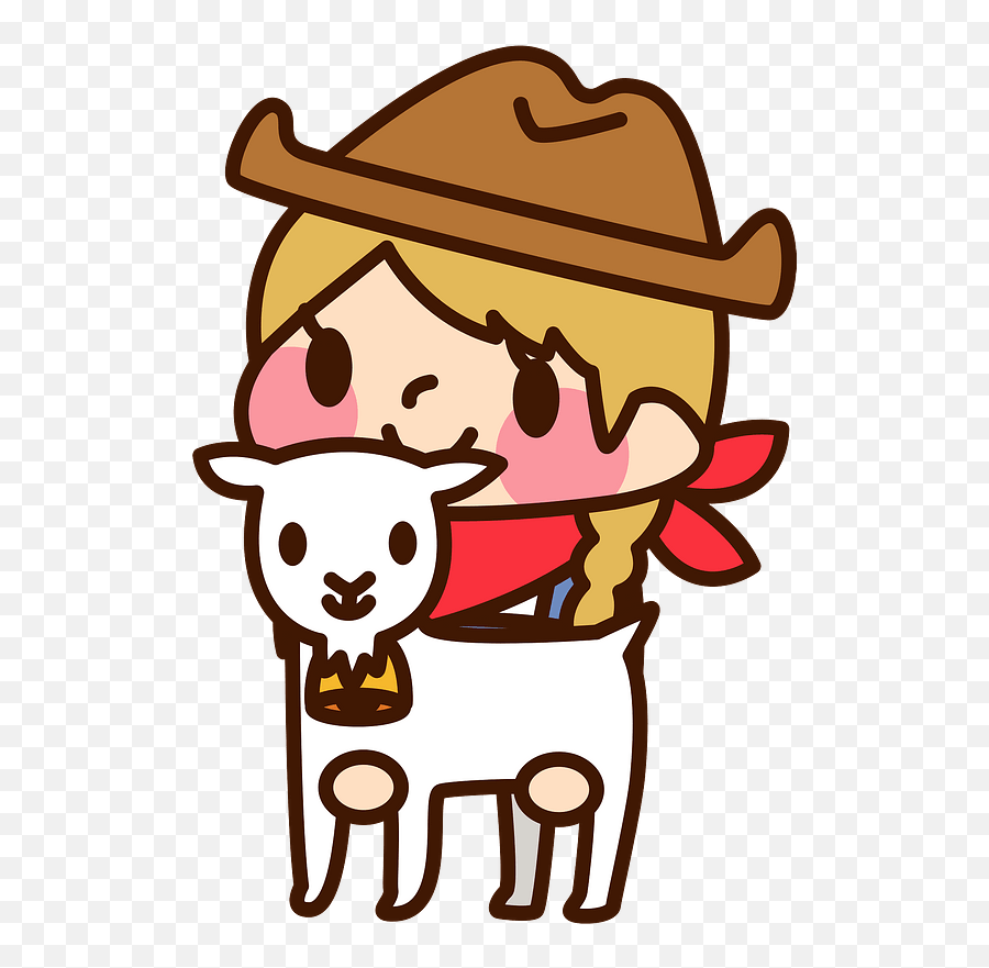 Cowgirl With Goat Clipart - Cowgirl Crying Emoji,Goat Emoji Hat