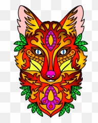 Ornamental Fox Face Clipart Free Download Transparent Png - Colourful Animal Emoji,Fox Emoticon