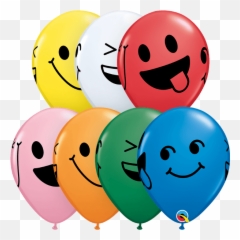 Smiley Faces Qualatex Latex Balloons - Happy New Year Balloons Emoji,Lumberjack Emoji
