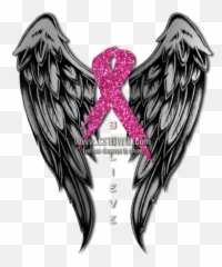 Wings Pink Ribbon For Breast Cancer - Pink Ribbon And Wings Emoji,Is There A Breast Cancer Emoji