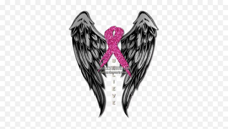 Wings Pink Ribbon For Breast Cancer - Pink Ribbon And Wings Emoji,Is There A Breast Cancer Emoji