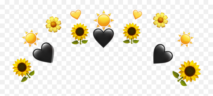 Emoji Emojicrown Emojisticker Sun Sunflower Black Heart - Yellow Flower Crown Transparent,Black Sun Emoji