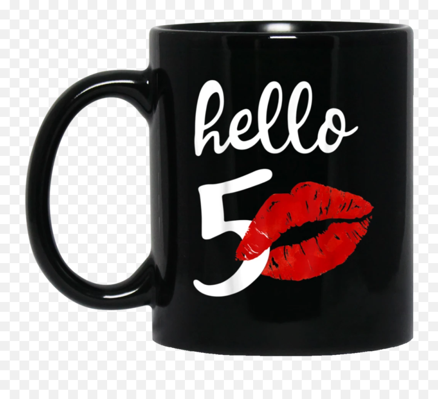 Hello 50 Red Lip Kisses Birthday Gift Black Mug - Mug Emoji,Emoji Birthday Presents