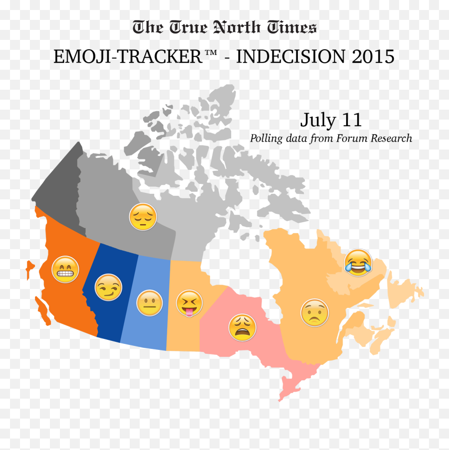 Election 2015 Poll Update 11 - Map Of Canada Png Emoji,Tongue Sticking Out Emoji Keyboard
