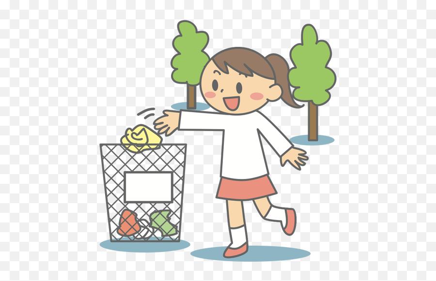 Girl Throwing Into Bin - Put Rubbish In The Bin Clipart Emoji,Trash Bag Emoji