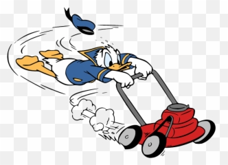 Clip Art Of Donald Duck Mowing The Lawn - Donald Duck Mowing Lawn Emoji,Lawn Mower Emoji