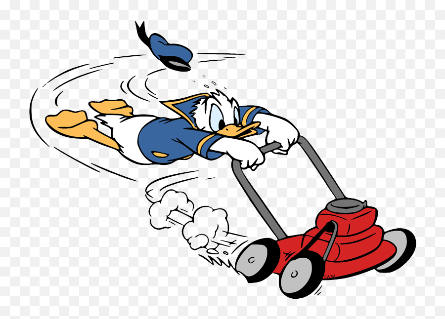 Clip Art Of Donald Duck Mowing The Lawn - Donald Duck Mowing Lawn Emoji,Lawn Mower Emoji