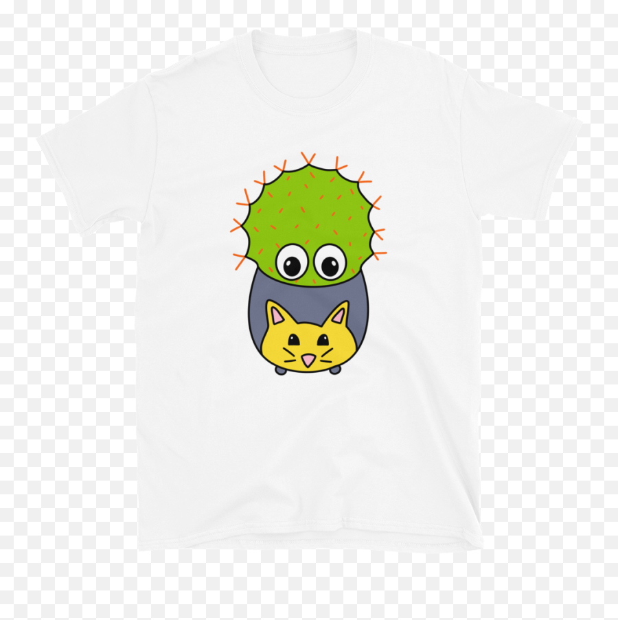 Spiky Cactus In Cute Cat Pot Shirt - Cartoon Emoji,Cactus Emoticon