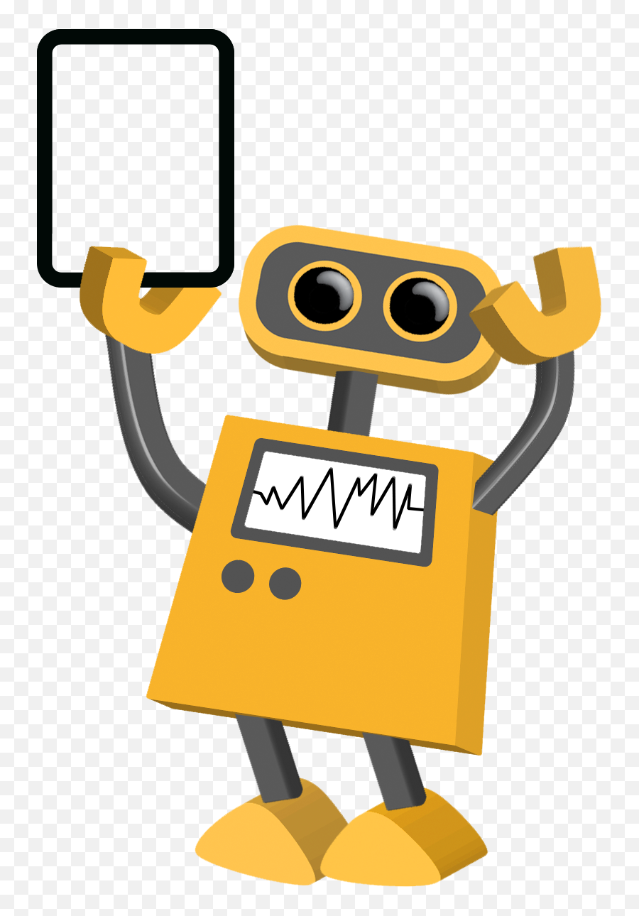 Transparent Tablet In Right Hand - Yellow Robot Transparent Transparent Robot Cartoon Emoji,Robot Emoji Png