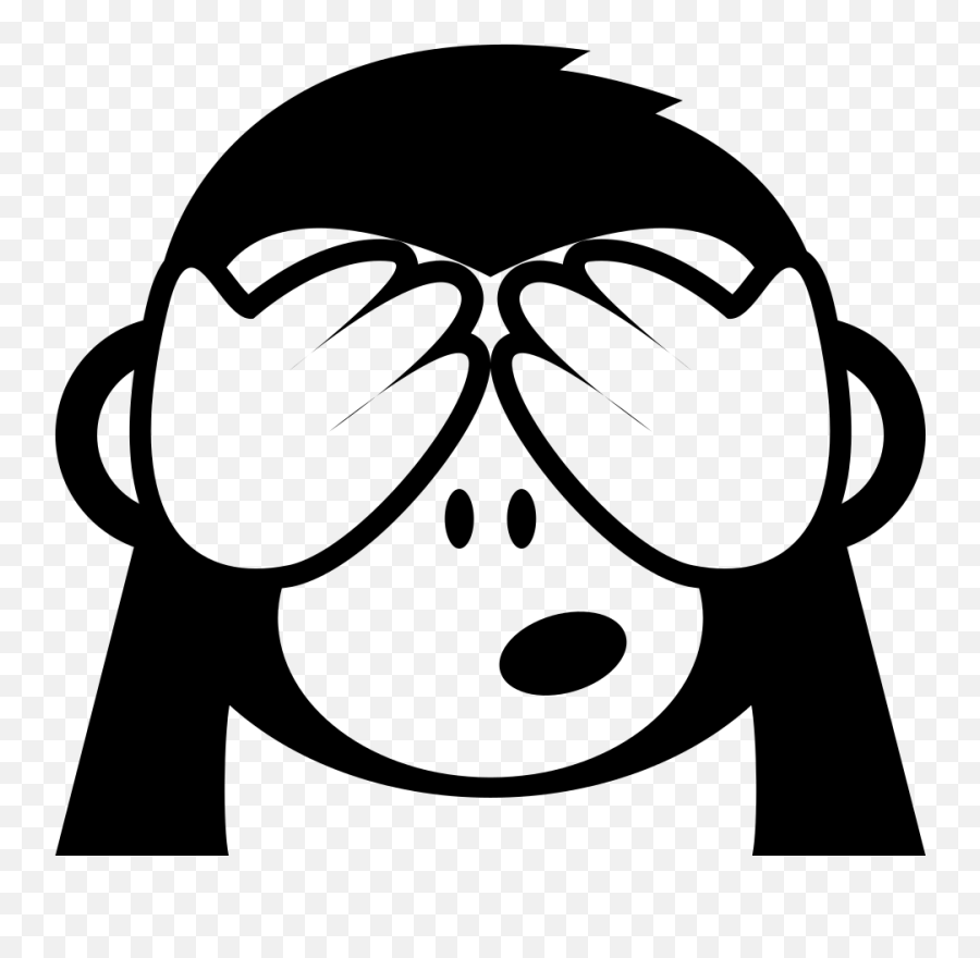 Emojione Bw 1f648 - Clip Art Emoji,Black Face Emoji