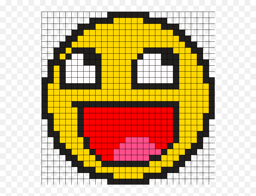 Awesome Face Perler Bead Pattern Plastic Canvas Patterns - Awesome Face Pixel Art Emoji,Awesome Face Emoji