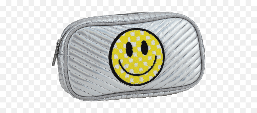 Iscream Checkered Smiley Face Chevron - Toiletry Bag Emoji,Zipped Lip Emoticon