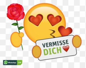 Love Emoji Mit Kussmund Und Rose - Whatsapp,Love Emoji For Whatsapp