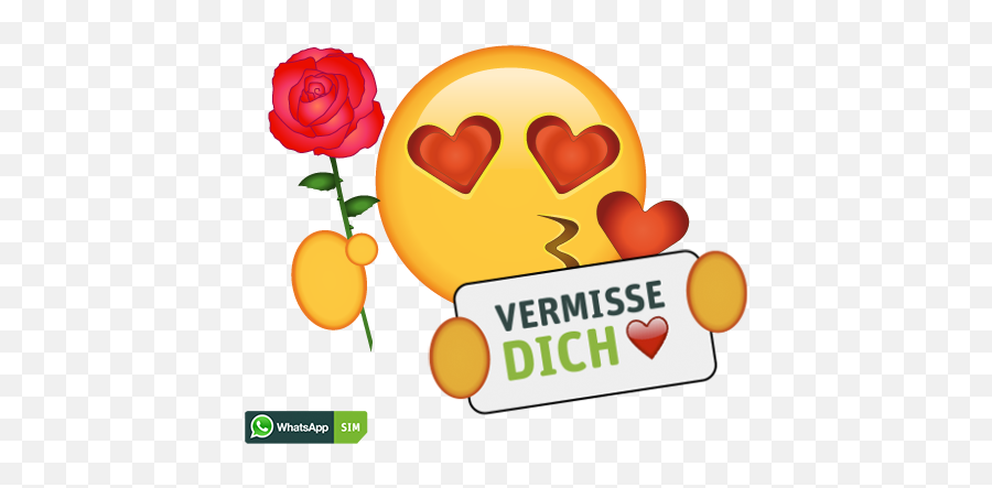 Love Emoji Mit Kussmund Und Rose - Whatsapp,Love Emoji For Whatsapp