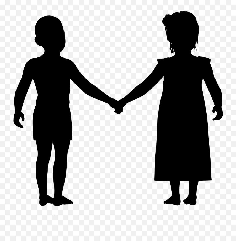 Holding Hands Child Silhouette Boy - Boy And Girl Holding Hands Png Emoji,Holding Hands Emoji