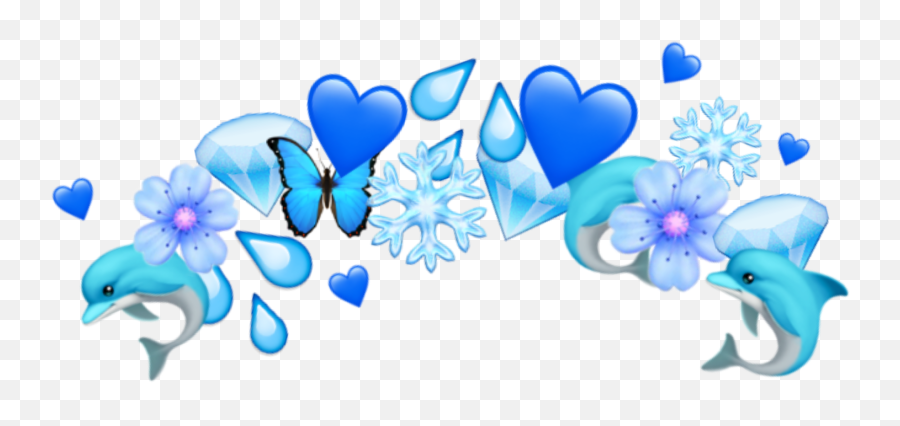 Blue Emoji Crown Emojicrown Dolphin Diamonds Blueheart - Clip Art,Blue Emoji