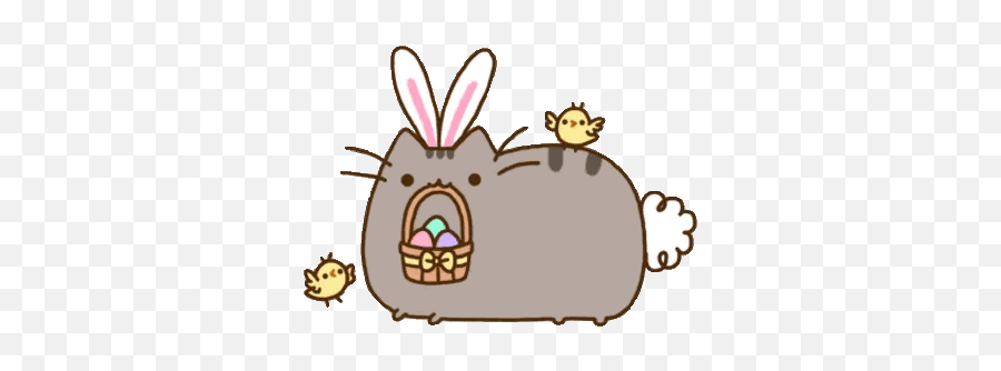 Easter Bunny Cat Eggs Party Sticker - Pusheen Cat Easter Emoji,Easter Bunny Emoji