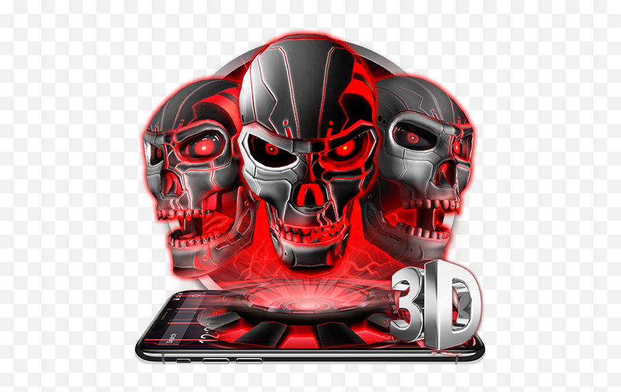 Download 3d Tech Skull Launcher U2013 Evil Halloween Wallpaper - 3d Skull Launcher Hd Emoji,Emoji Keyboard Game