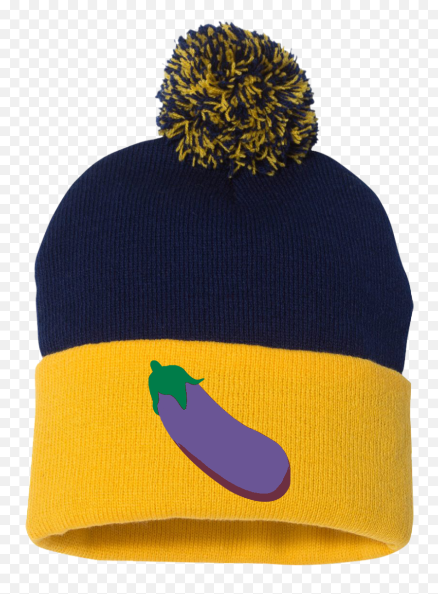 Eggplant Emoji Pom Pom Knit Cap - Knit Cap,Emoji Winter Hat