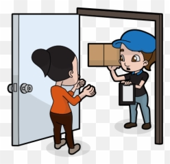 Cartoon Courier Woman Asking - Emoji